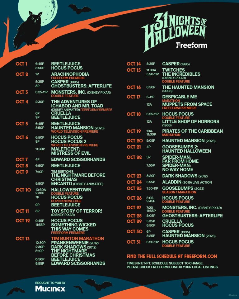 The 31 nights of halloween october 2024 schedule freeform