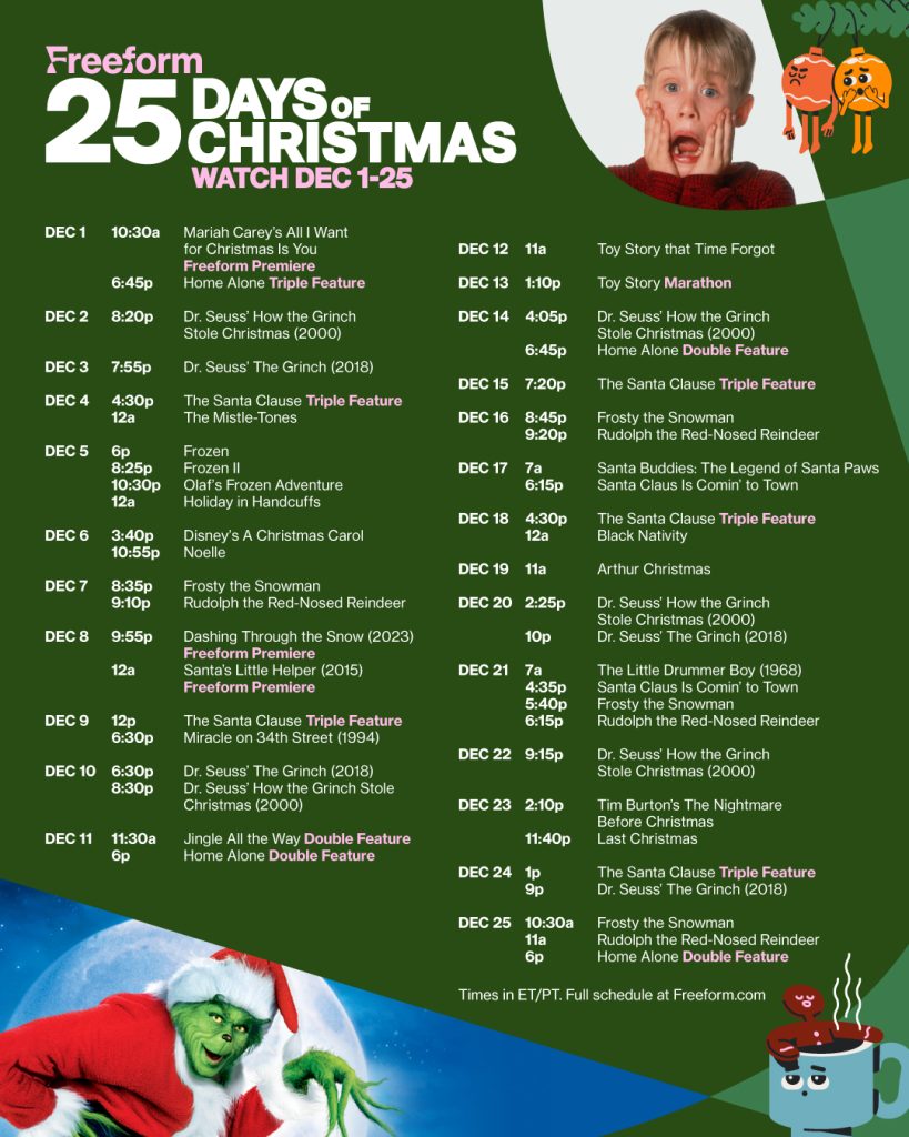 Freeform's "25 Days of Christmas" Schedule